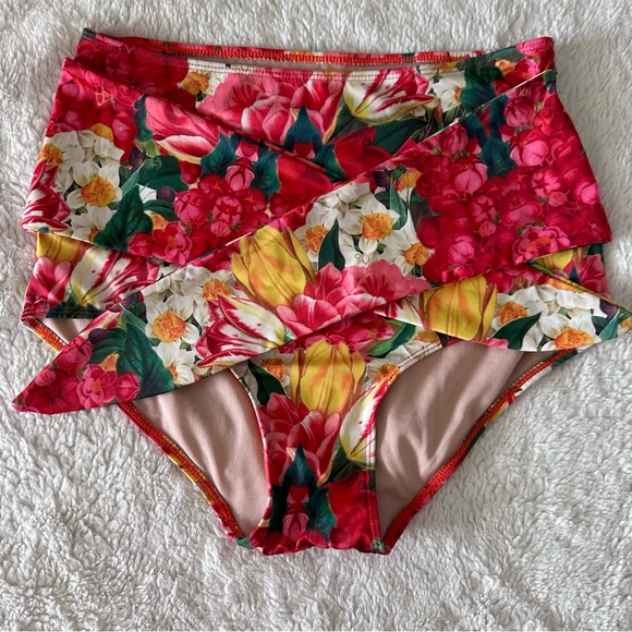 Kortni Jeane Tulips Tie Front Swim Bottoms - Picture 1 of 4